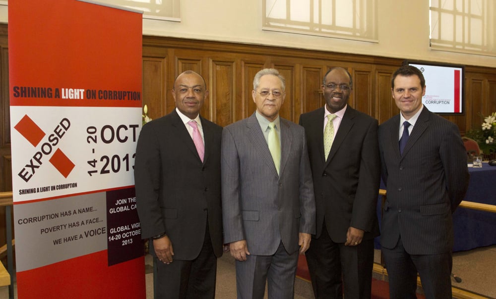 (l-r) Lord Paul Boateng, chair of event, Dr Chris Lodewyk, Rev Joel Edwards, Dr Dion Forster