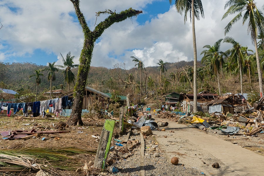 Of Typhoon Odette (Rai) in a coastal village in Southern Leyte,