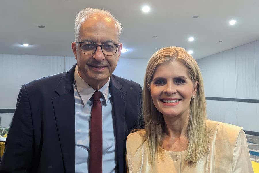 Rev. Botrus Mansour with Costa Rican President Laura Fernández Delgado
